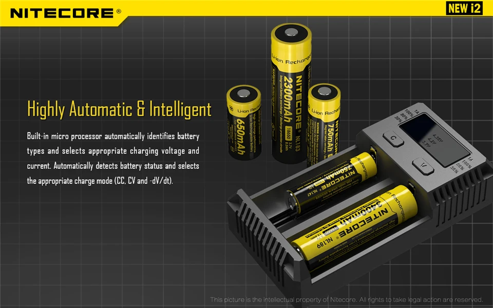 Новинка версия 1 шт. Nitecore Батарея Зарядное устройство для 16340 10440 AA AAA 14500 18650 26650 Батарея Зарядное устройство Nitecore I2 Зарядное устройство