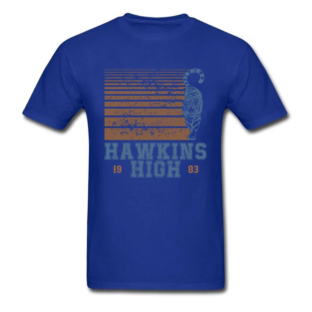 Unique Tshirts Crazy Short Sleeve Special Round Collar 100% Cotton Fabric Tops & Tees Casual Tees for Male ostern Day Hawkins High school class of 1983 blue