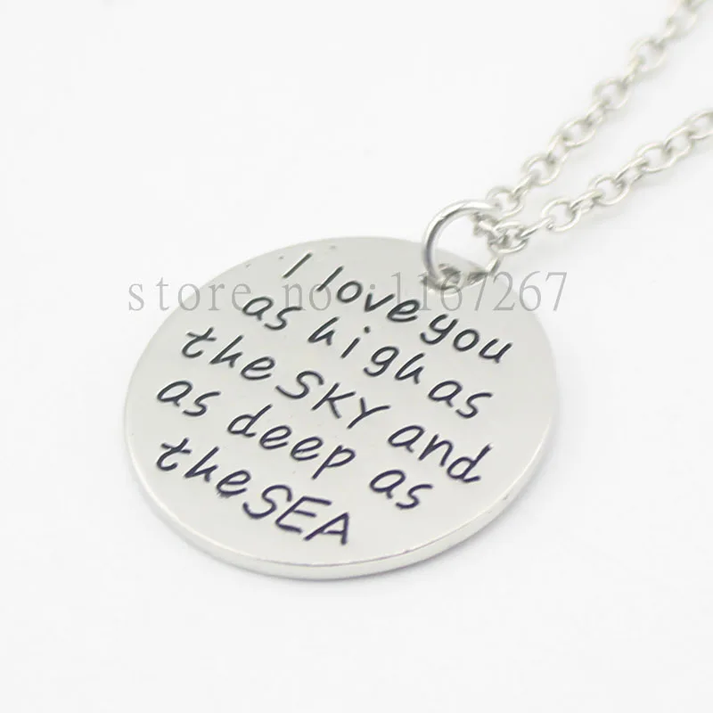 2016 new arrive Hand Stamped &quotI love you as high sky and deep SEA&quot Valentine's Day Anniversary Gift for her | Украшения и