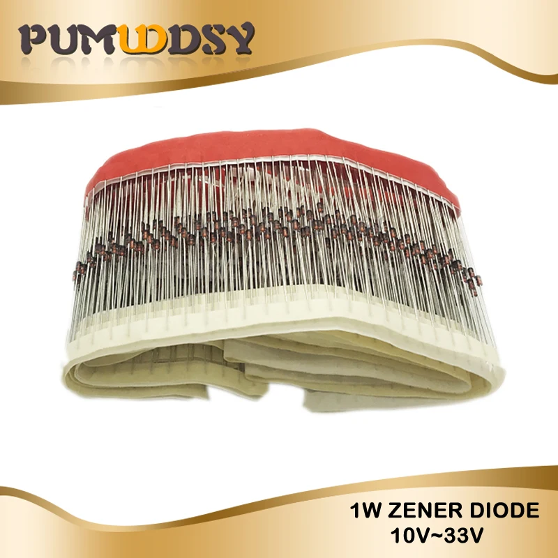 

100pcs 1W Zener diode DO-41 10V 11V 12V 13V 15V 16V 18V 20V 22V 24V 27V 30V 33V 1N4740 1N4742 1N4743 1N4748 1N4749 1N4750 1N4752