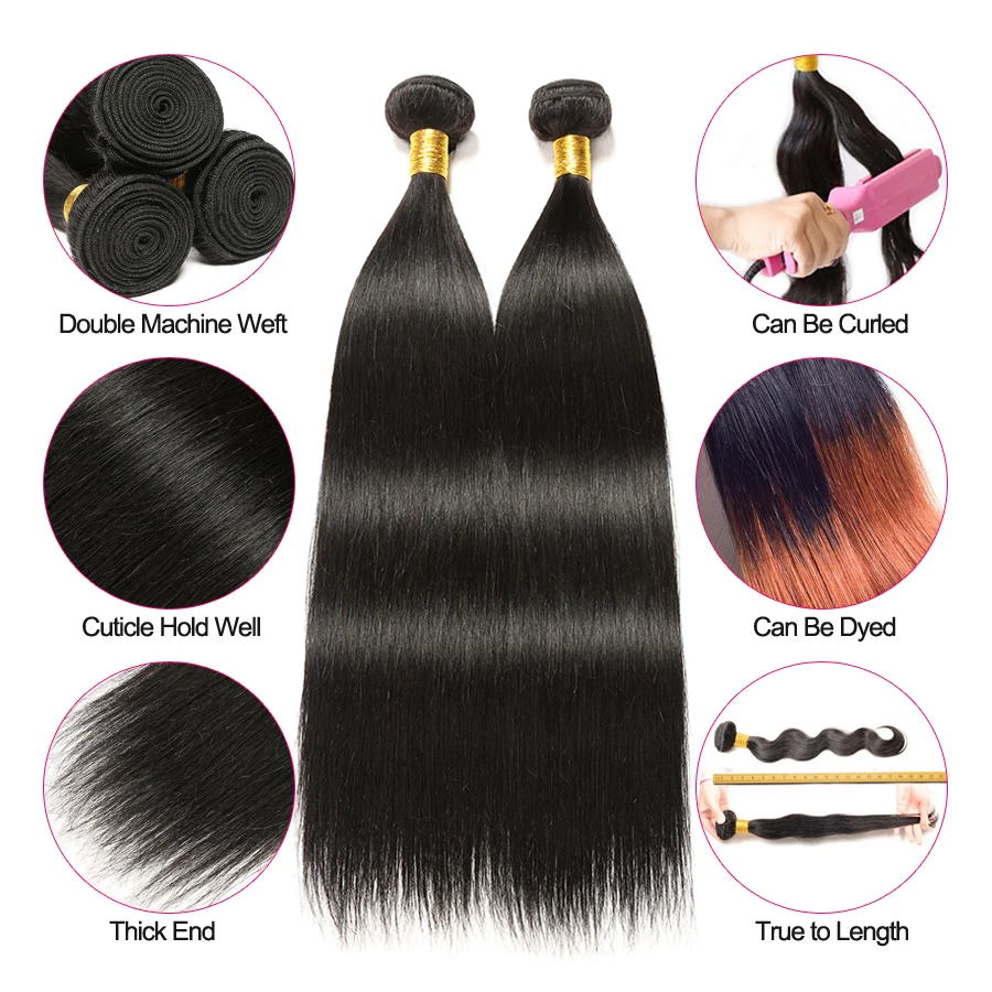 Straight Hair Bundles With Closure RUIYUHuman Hair Bundles With Closure Brazilian Hair Weave Bundles With Closure Hair Extension