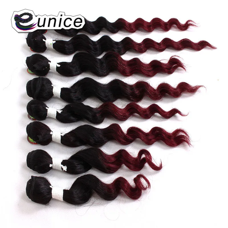 Deep Wave Brazilian Hair Ombre Human Hair Weave Bundles Extensions blond burgundy colors   (35)