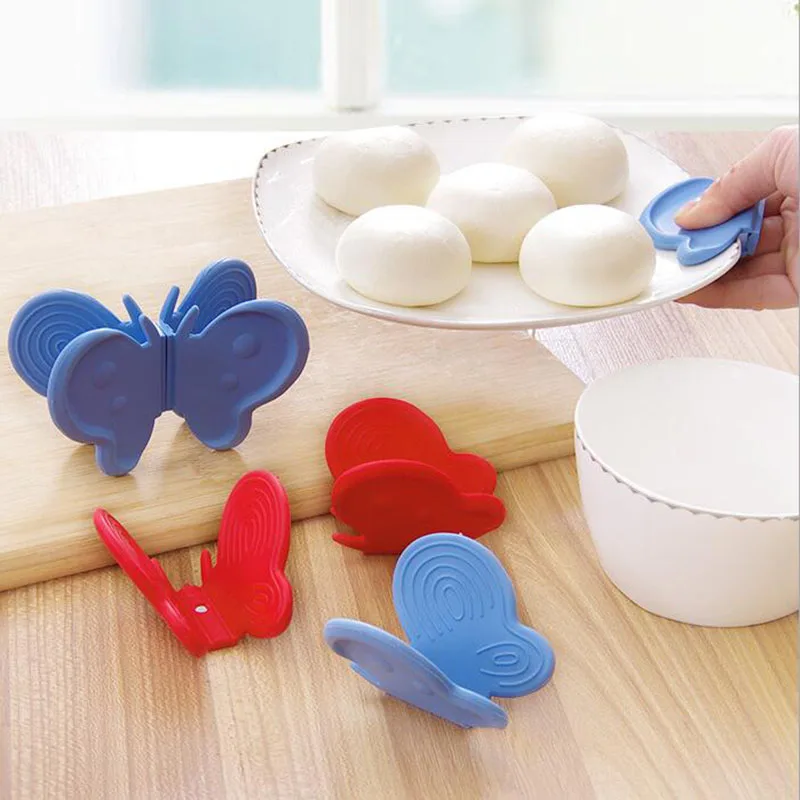 

2PCS Butterfly Design Microwave Oven Mitts Kitchen Convenient Insulated Glove Finger Protect Fridge Magnet HA