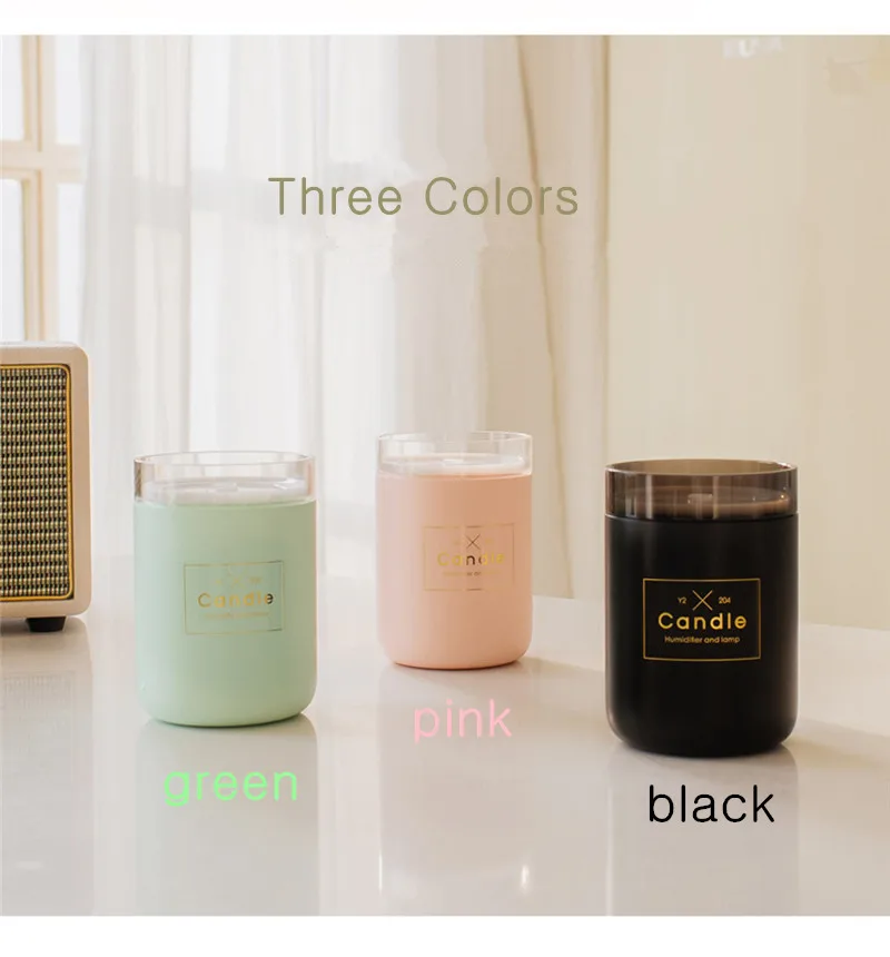 280ML Candle Air Humidifier Ultrasonic Essential Oil Diffusers Home Humidifier Aroma Oil Water Diffuser with Night Lamp Light 8