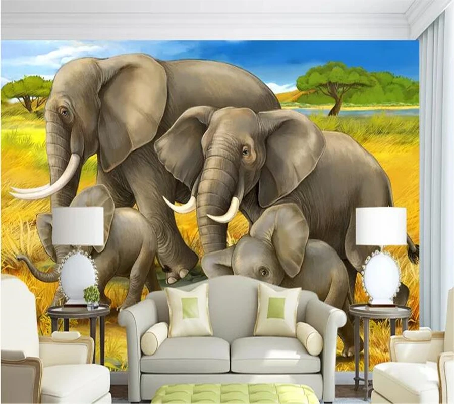 

wellyu Custom wallpaper papel de parede HD elephant mural art warm background wall papier peint mural 3d papier peint behang