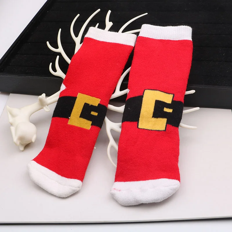 Новые длинные детские носки с изображением снежного лося на осень-зиму, год, Санта Клаус, Рождество, подарок хлопковые детские носки со снеговиком махровые носки - Цвет: Серый