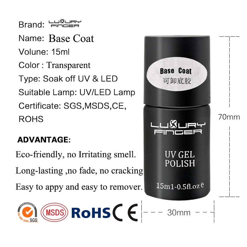Роскошный палец 15 мл верхнее покрытие без липкого слоя и грунтовый слой гель матовый гель стойкий лак замочить от УФ гель лак для ногтей