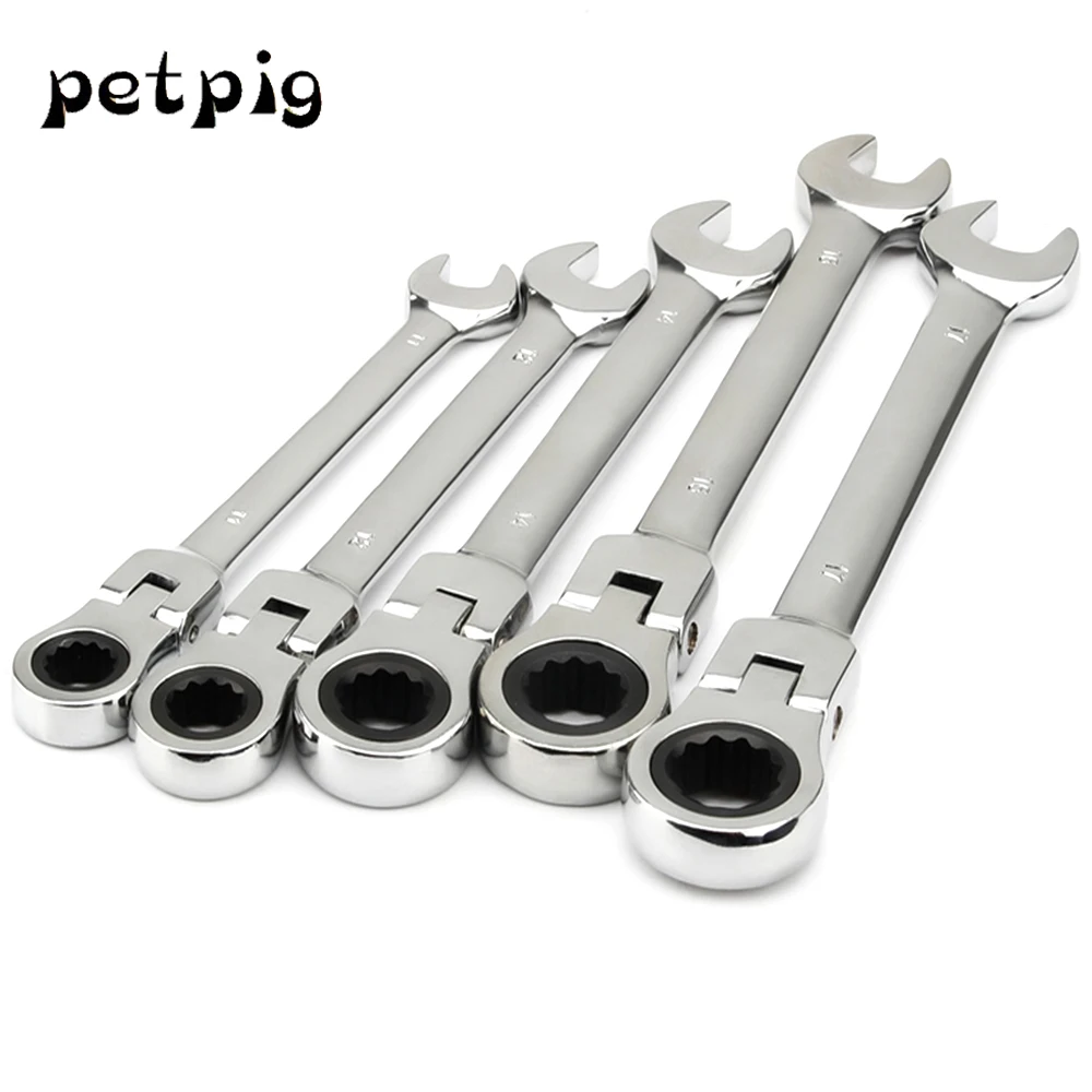 Petpig 12 24 мм ключи с гибкой головкой Трещоточный ключ набор ключей комбинированный
