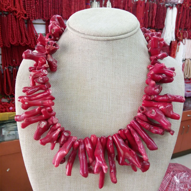 

Rare Natural Red Coral Necklace 18Inch African Costume