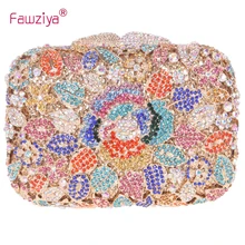 Fawziya Sweet Lady Shoulder Bags Flower Purses for Teen Girls Rhinestone Crystal Evening Clutch Bag