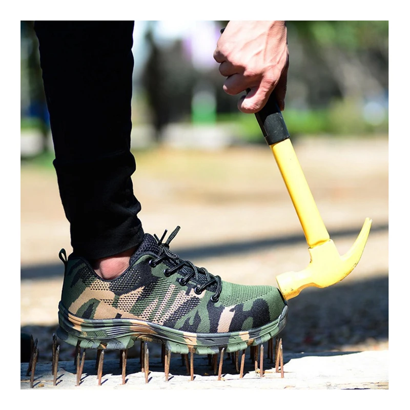 

Men's Construction Outdoor Plus Size Steel Toe Cap Work Boots Breathable Shoes Man Oversized Male Puncture Proof Safety Shoes