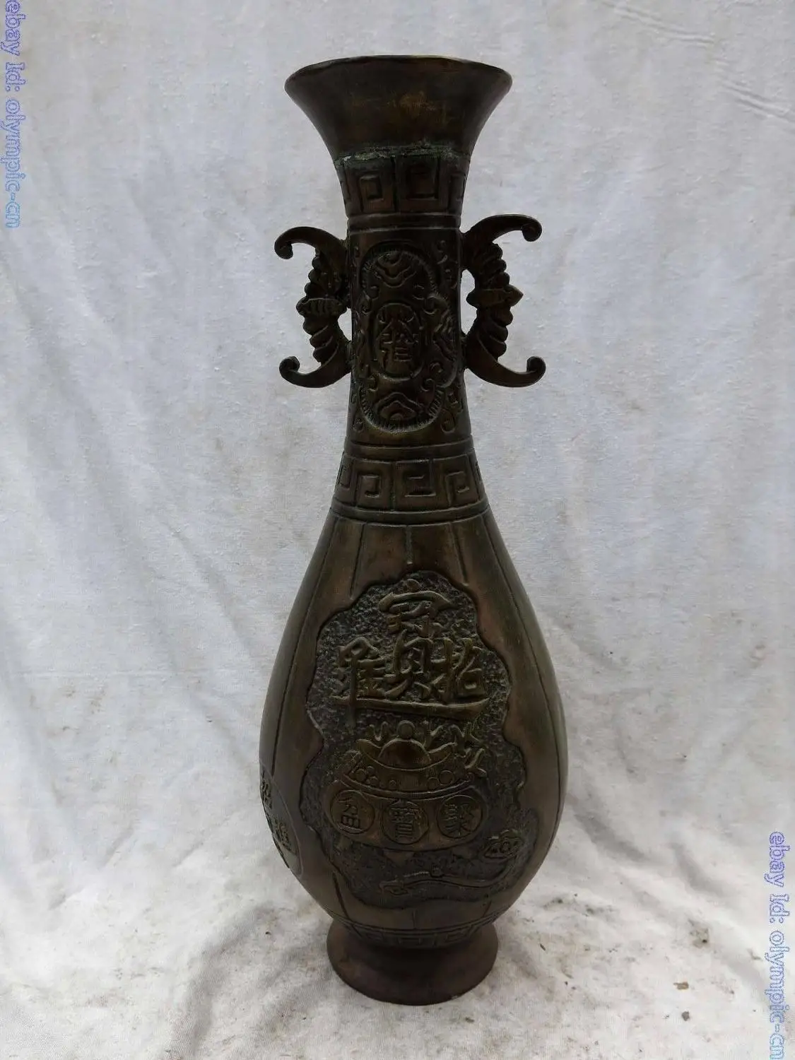 

16" China bronze copper fine lucky two boys treasure bowl vase sculpture Statue (D0426)