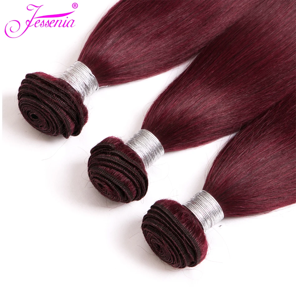 99J/бордовый Реми бразильские прямые волосы Связки 100% натуральные волосы Weave Связки 8-30 дюймов Волосы Remy расширение 3 шт