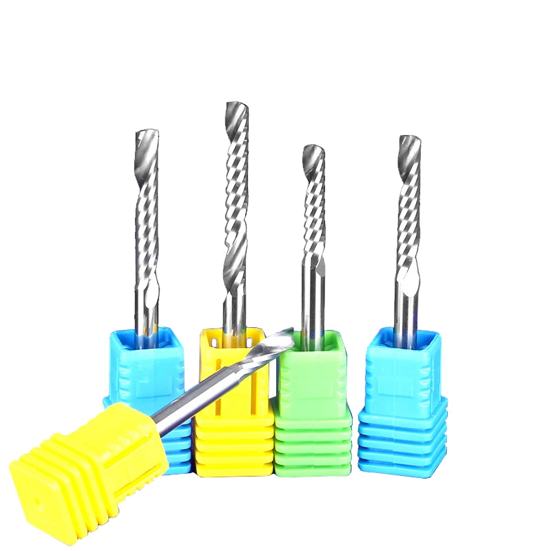 

5Pcs SHANK 4mm Spiral Bit CNC Router Tool Single Flute Choose size acrylic carving frezer CEL 12 15 17 22