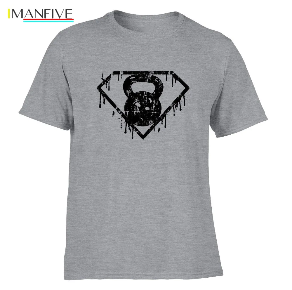

New 2019 Cotton Kettlebell Superhero T-Shirts Distressed Print Gym Training Workout Fitness SP Short-Sleeve T-Shirt
