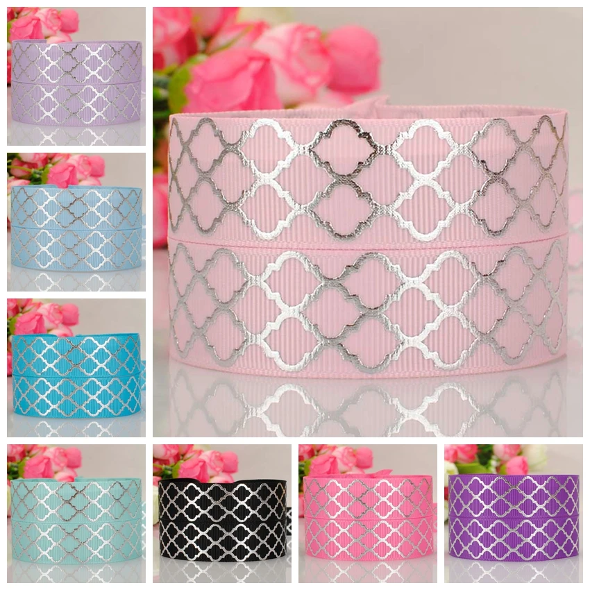 

7/8" 22mm good quality foil solid grosgrain ribbon metallic foil ribbon