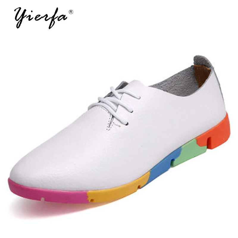 

The spring and Autumn New white shoe leather strap female flat shoes pointed deep soft bottom shoes casual student