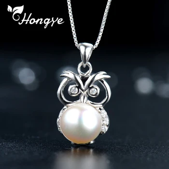 

Hongye Women Pearl Necklaces Cute Animal Owl Pendant 925 Silver Woman Chains Created Birthday Gifts Female Fine Jewelry New