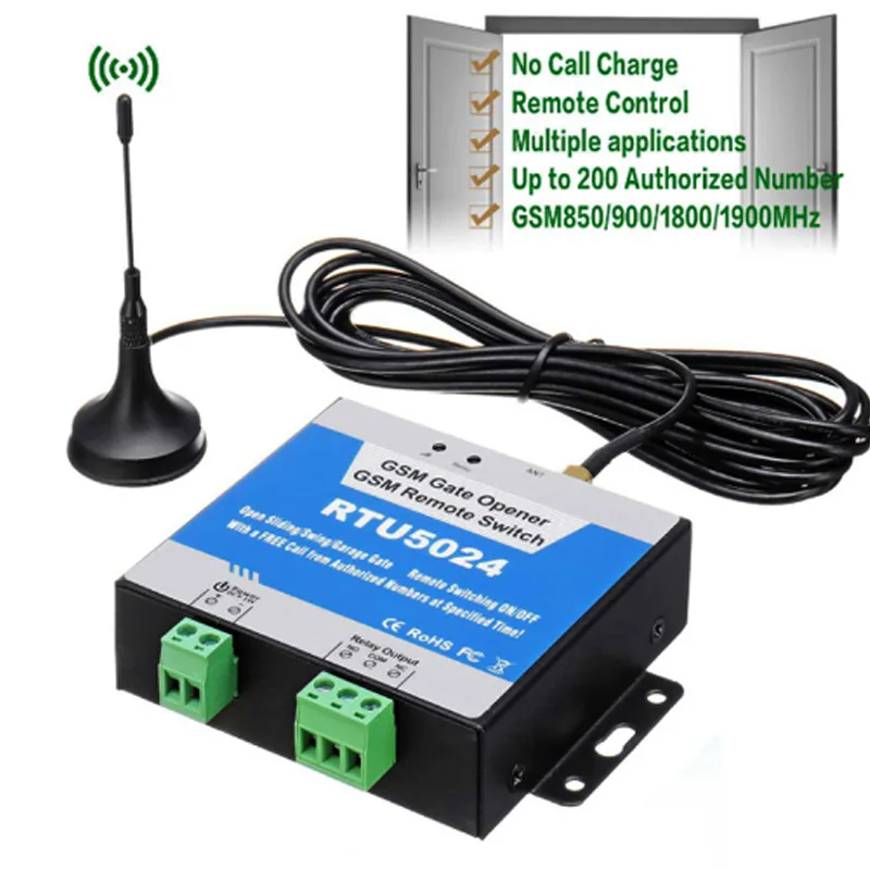 High quality GSM access control switch relay RTU5024 remote access control and 3-meter antenna wireless access control free call High quality GSM access control switch relay RTU5024 remote access control and 3-meter antenna wireless access control free call