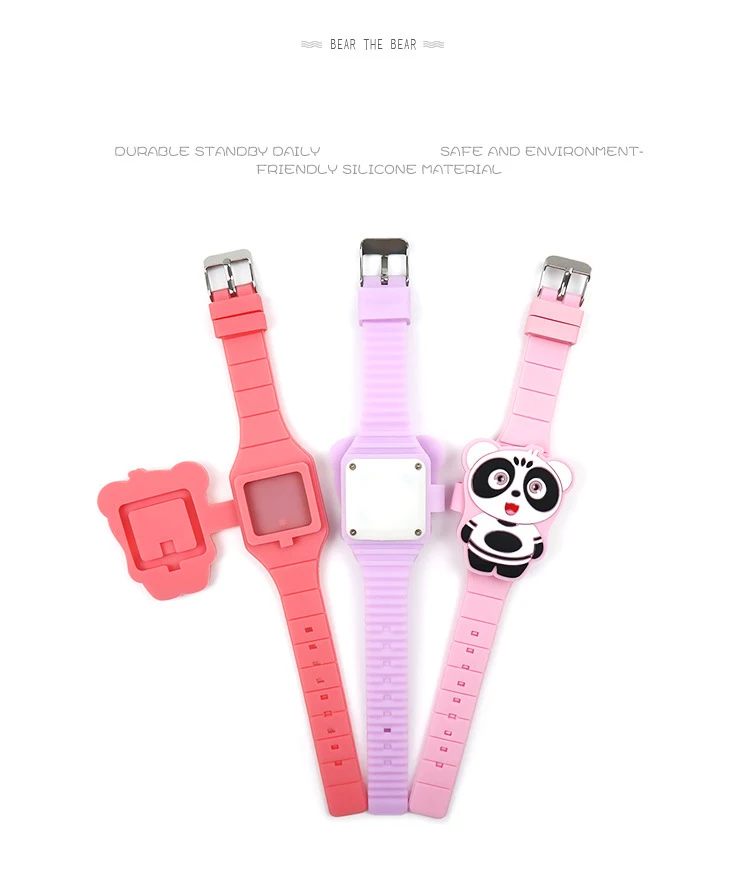 Reloj Infantil флип чехол 3D Медведь Мультфильм Цифровые Детские часы электронные
