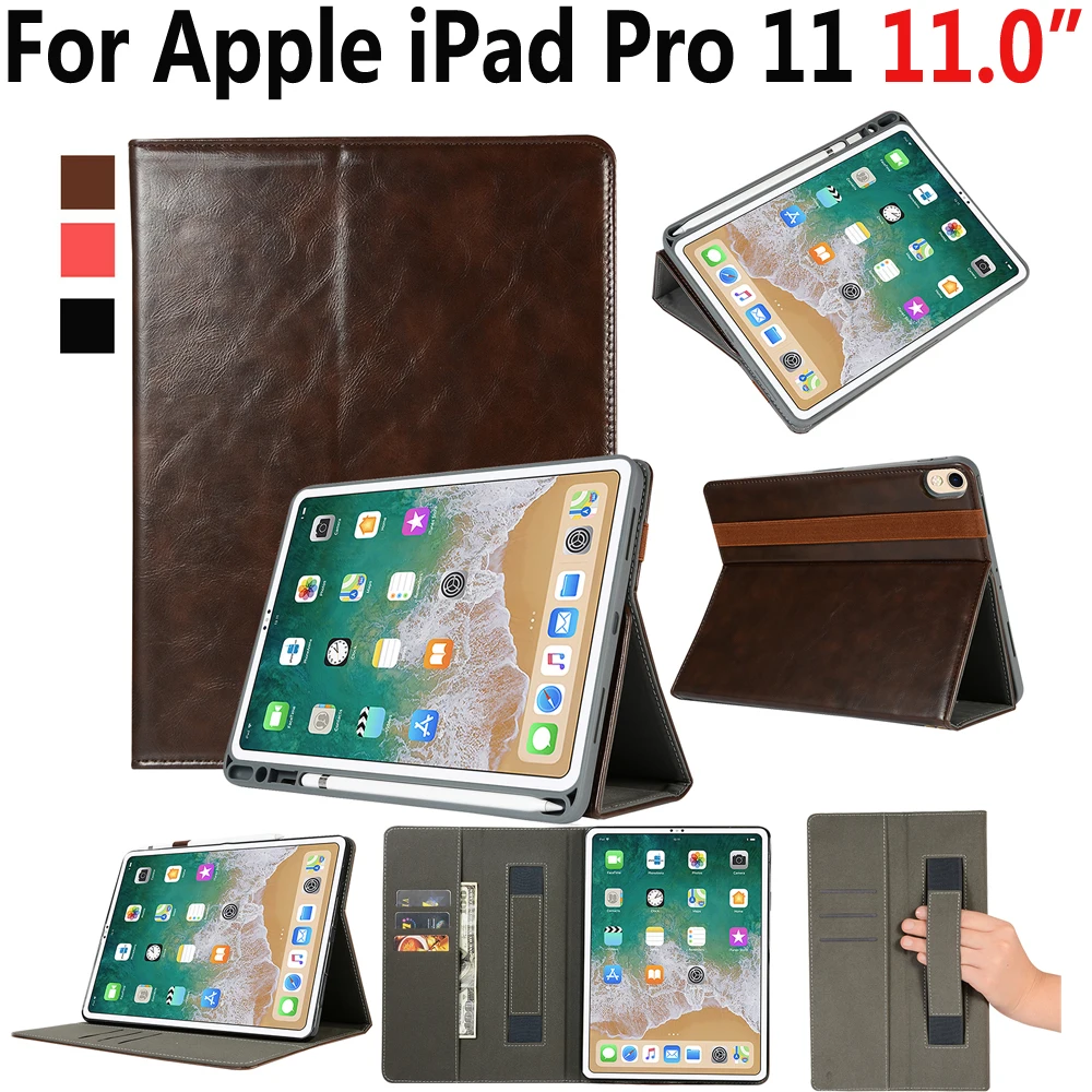 

High Quality Premium Leather Case for Apple iPad Pro 11 2018 Cover Auto Sleep Wake Smart Case for iPad Pro 11 with Pencil Holder