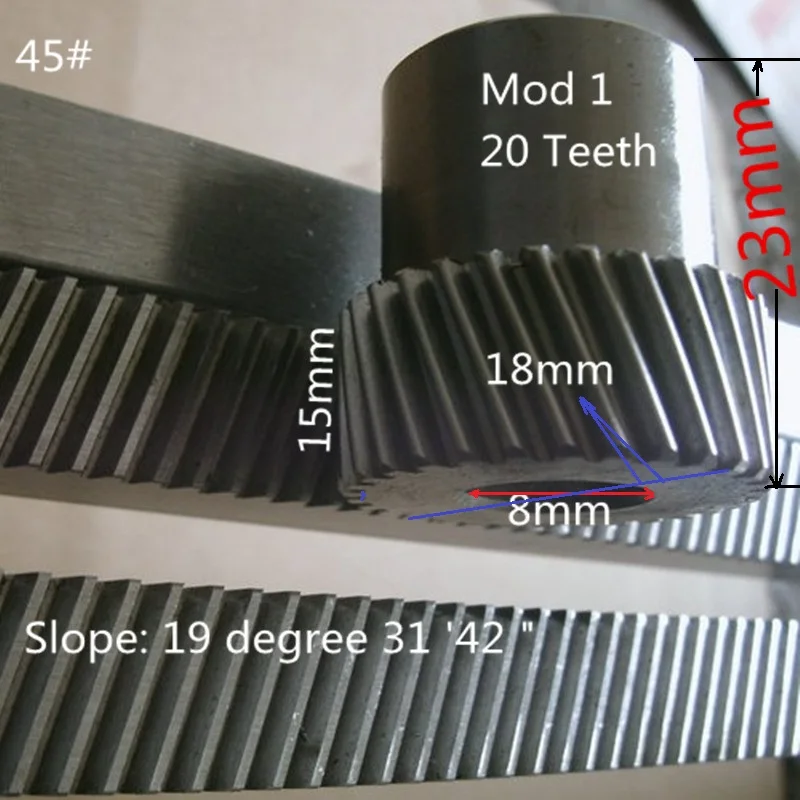

Mod 1 Slanting rack CNC machine tool length 1 m + gear 20 hole 8mm