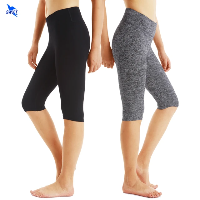 2018 Women Fitness Knee Length Yoga Pants Sports Capris Elastic