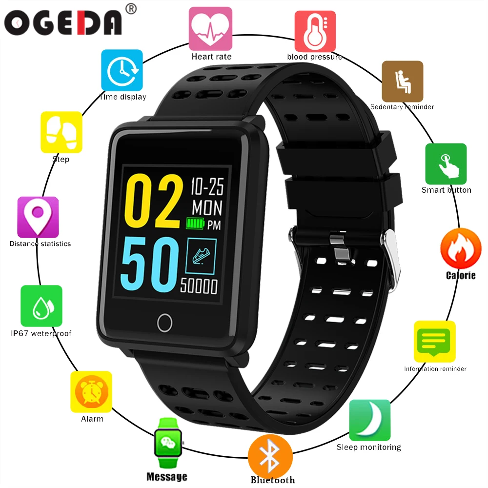 

Smart Watch Men Sport Blood Pressure heart rate Monitoring Fitness Tracker clock IP68 waterproof LED Women Smart Watch NEW 2019