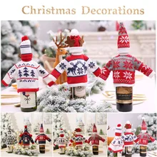 Модные рождественские крышку бутылки вина Семья ужин вечерние украшения друзья подарочные пакеты праздник Рождество Санта-Декор
