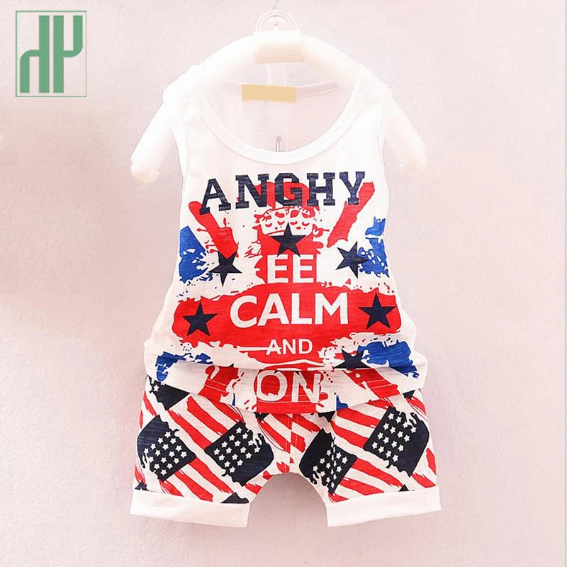Baby boy clothes american flag printing new baby girl 2pcs sleeveless