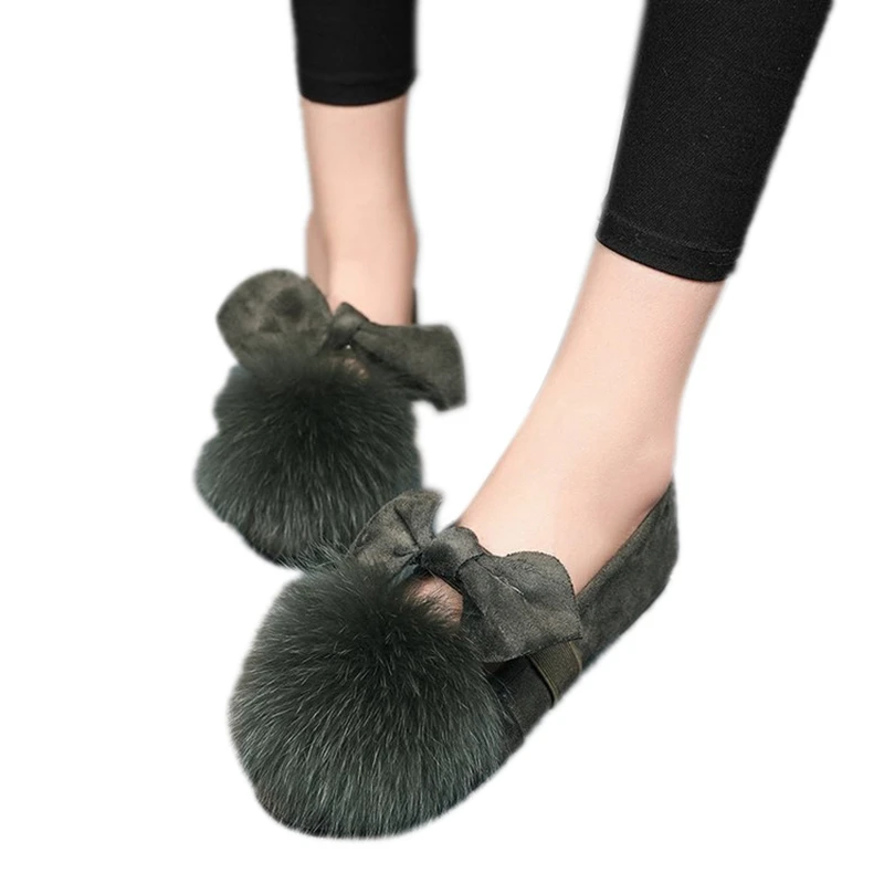

Hot Selling Ladies Flat Shoes Winter Women Flats Winter Warm Fur Female Shoes Autumn Winter Round Toe Comfortable Flat Shoes