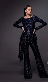 

Hot Sale Fashion Show suit Sexy Women O-neck Sequined Long sleeve Celebrity Body Con Night Club Party Suits Wholesale