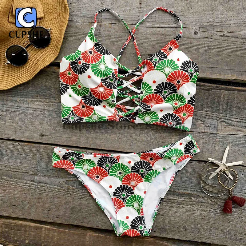 Buy CUPSHE Island Blooms Sunflower Bikini Set Women