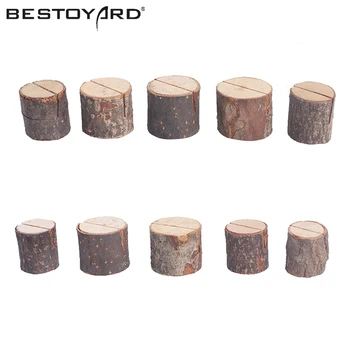 

BESTOYARD 10 PCs Wooden Stump Shape Wedding Party Place Card Holder Stand Number Table Menu Picture Photo Clip Card Holder
