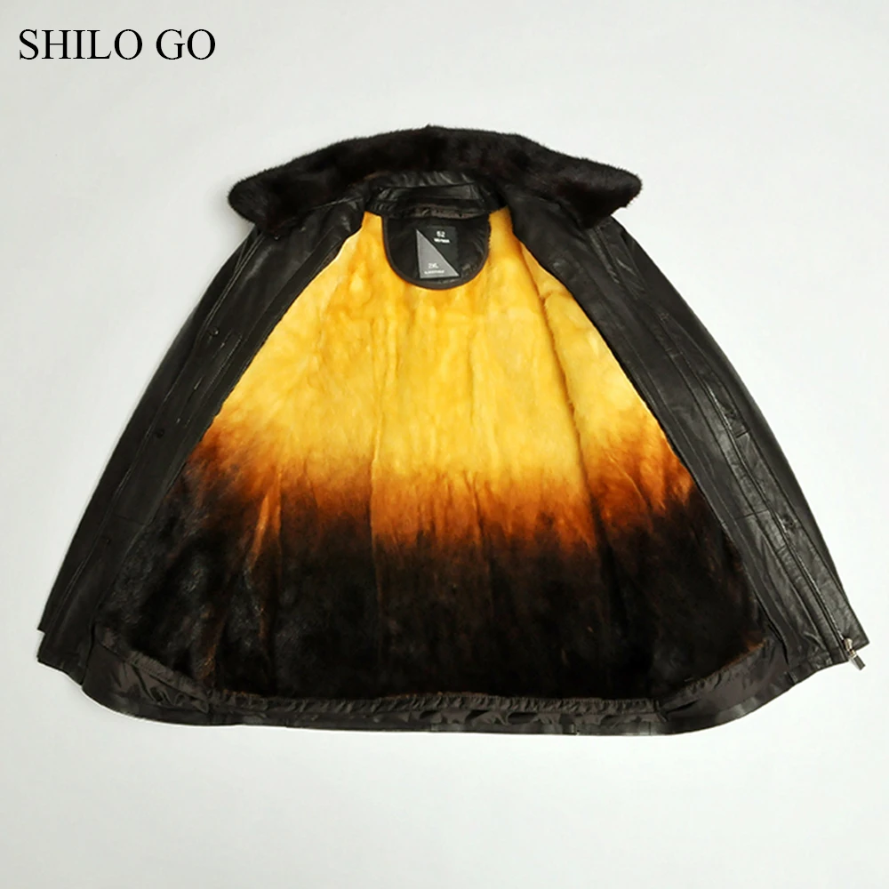 Мужская кожаная куртка SHILO GO зимняя теплая из натуральной овчины с меховым