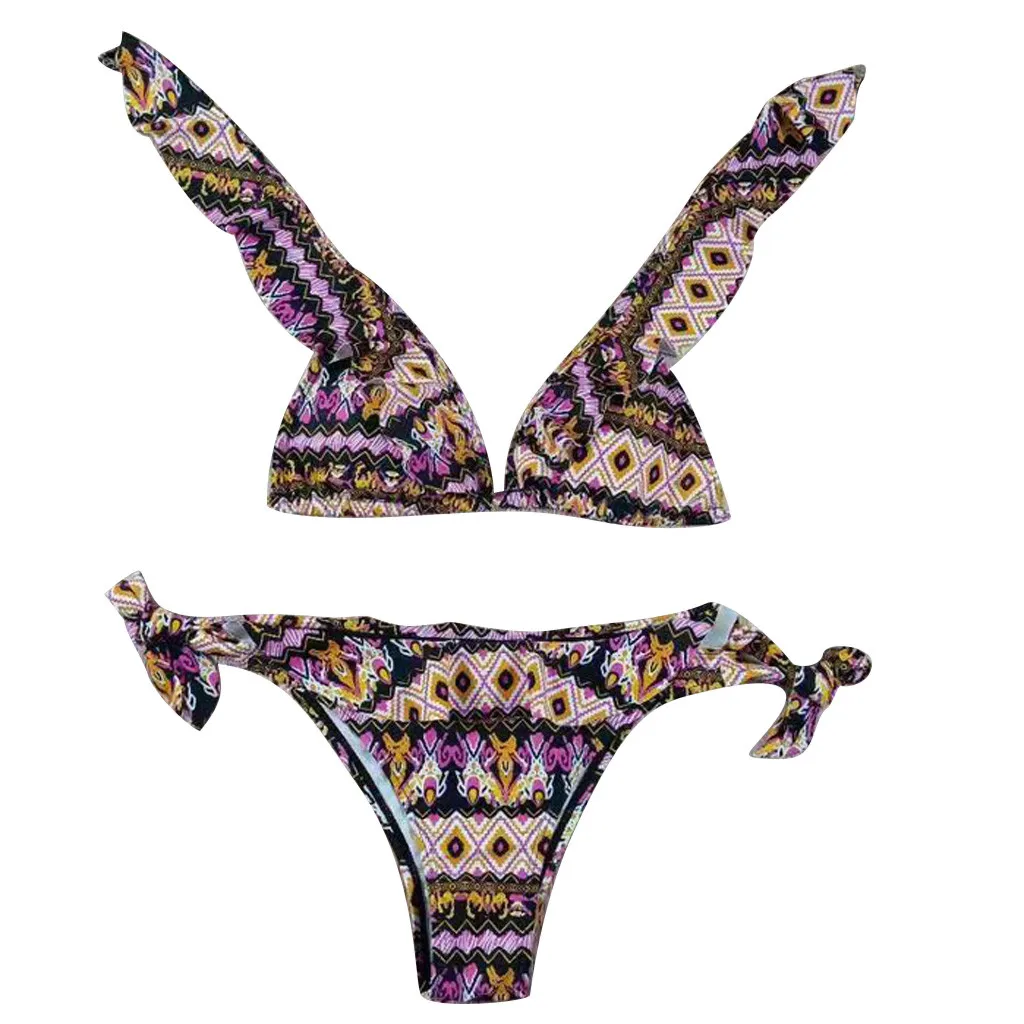 

2019 Women Print Bohemian Bikini Push-Up Pad Swimwear Bathing Beachwear Set Sexy glamorous women's fashion bohemian beach