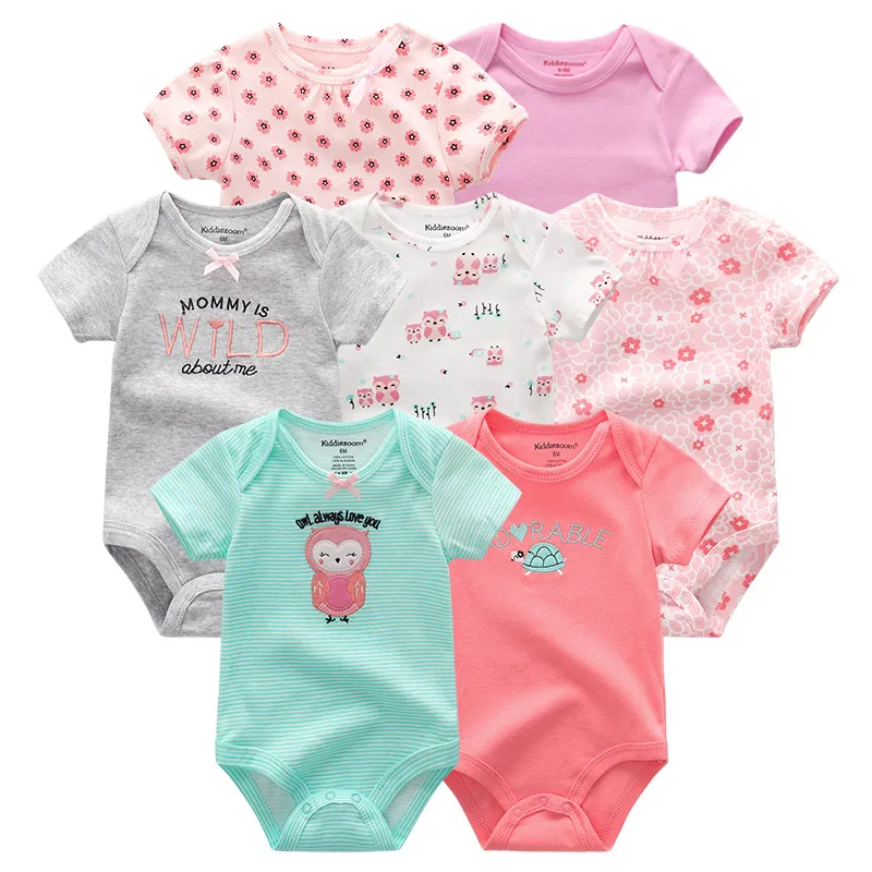 7 шт./лот; комбинезоны для новорожденных; комплекты одежды; хлопковые детские комбинезоны; Roupa De малыш Bebe; Одежда для девочек - Цвет: Q7042