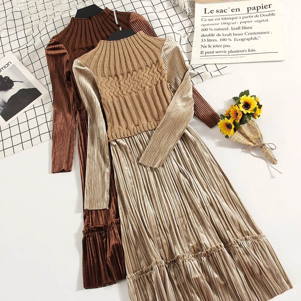 Fashion Autumn/winter Long skirt maternity Knitting dress Regnant women dress Fitness design Show thin Pregnant dress