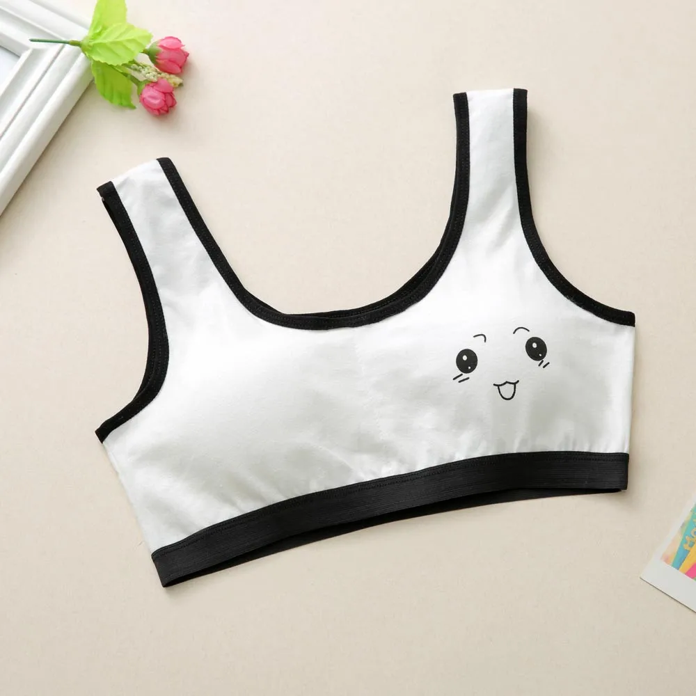 

Girls Emoji Underwear Teenage Training Bra For Girl Cat Print Sports Bra Top For Teens 6-12 Years Adolescente Lingerie