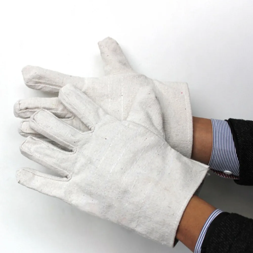 

A Pair/Set White Wear Resistant Canvas Work Gloves Thickened Durable Labor Gloves for Mechanical Loading Gas Stations