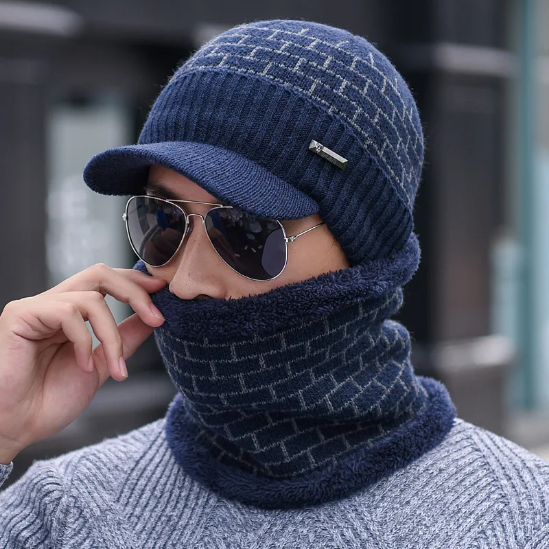 Fashion-Winter-Hat-Men-Scarf-Rings-Unisex-Knitted-Hat-Cap-2-Piece-Set-Gorras-Warm (4)
