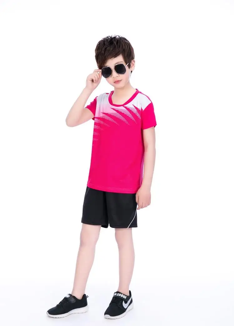 Мальчик Бадминтон Спорт одежда футболки костюмы, полиэстер дышащая для игры в настольный теннис, футболка шорты для улицы и занятий спортом одежда