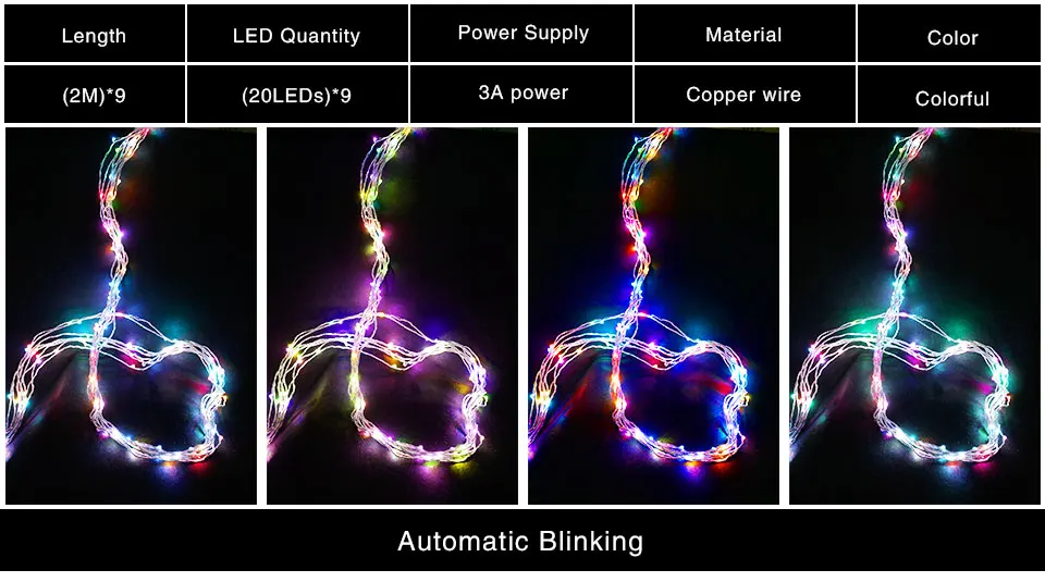 Vacamm LED RGB Водонепроницаемый Holiday освещения лоза форма для Фея Рождественская елка свадьбы Крытый/Открытый украшения сада