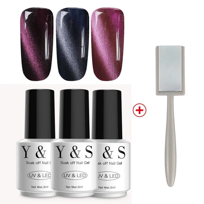 

Y&S 3pcs Nail Polish Cat Eye Set Nail Gel Polish Led Magnetic Gel Varnish UV Soak Off Gel Lacquer