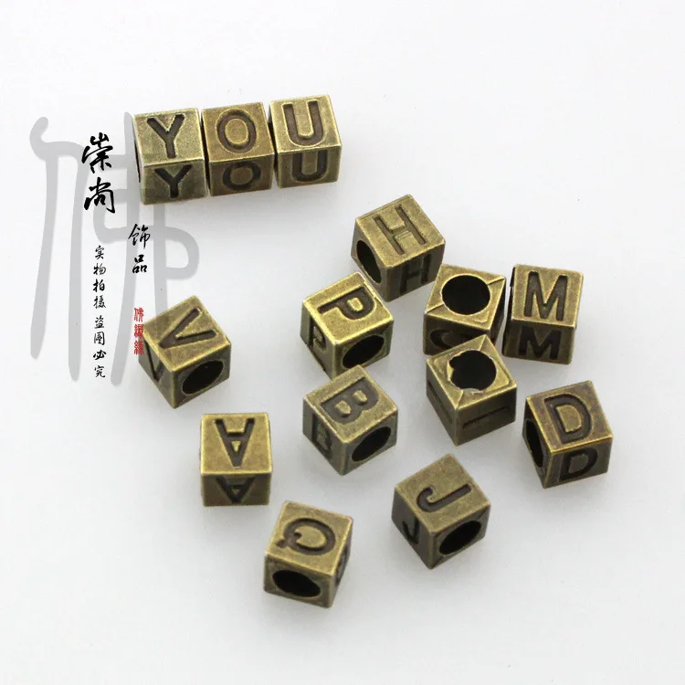 

10pcs Vintage Antique Bronze Cubic Letter Beads Jewelry Making Findings Initial Alphabet Beads Bracelet Charm Bronze Diy Beads