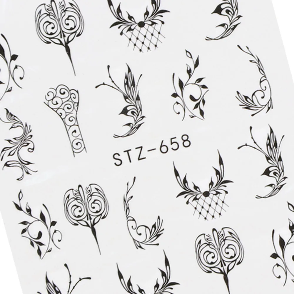 1 шт Черный Цветок слайдер наклейки для ногтей ювелирные изделия водяные знаки кружева дизайнерские украшения наклейки для ногтей стиль Маникюр LASTZ608-658 - Цвет: STZ658
