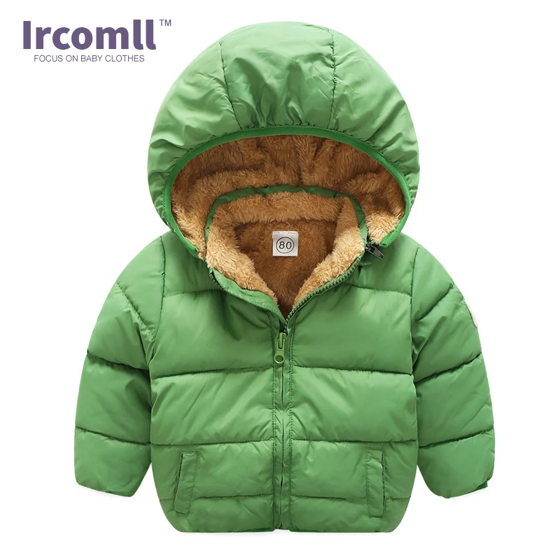 Ircomll/теплое пальто из плюша; детская одежда; зимняя верхняя одежда с капюшоном для маленьких девочек; пуховик для мальчиков и девочек