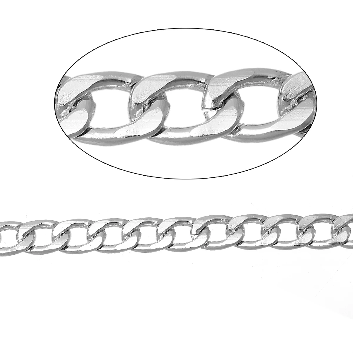 

Doreen Box Aluminum Beveled Links Curb Chains Silver Color 7mm( 2/8") x 4mm( 1/8"), 3 M 2016 new