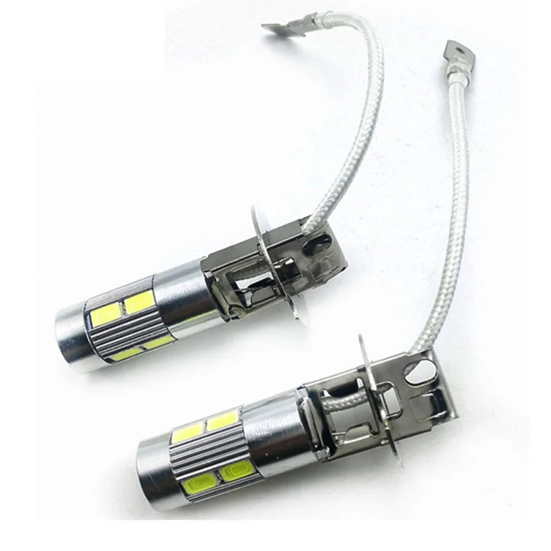 

WTS 2pcs LED universal h3 Fog Lamp Assembly 10SMD 5630 Lights Bulbs 12v High Power auto Beam White ice blue Headlight for Ford