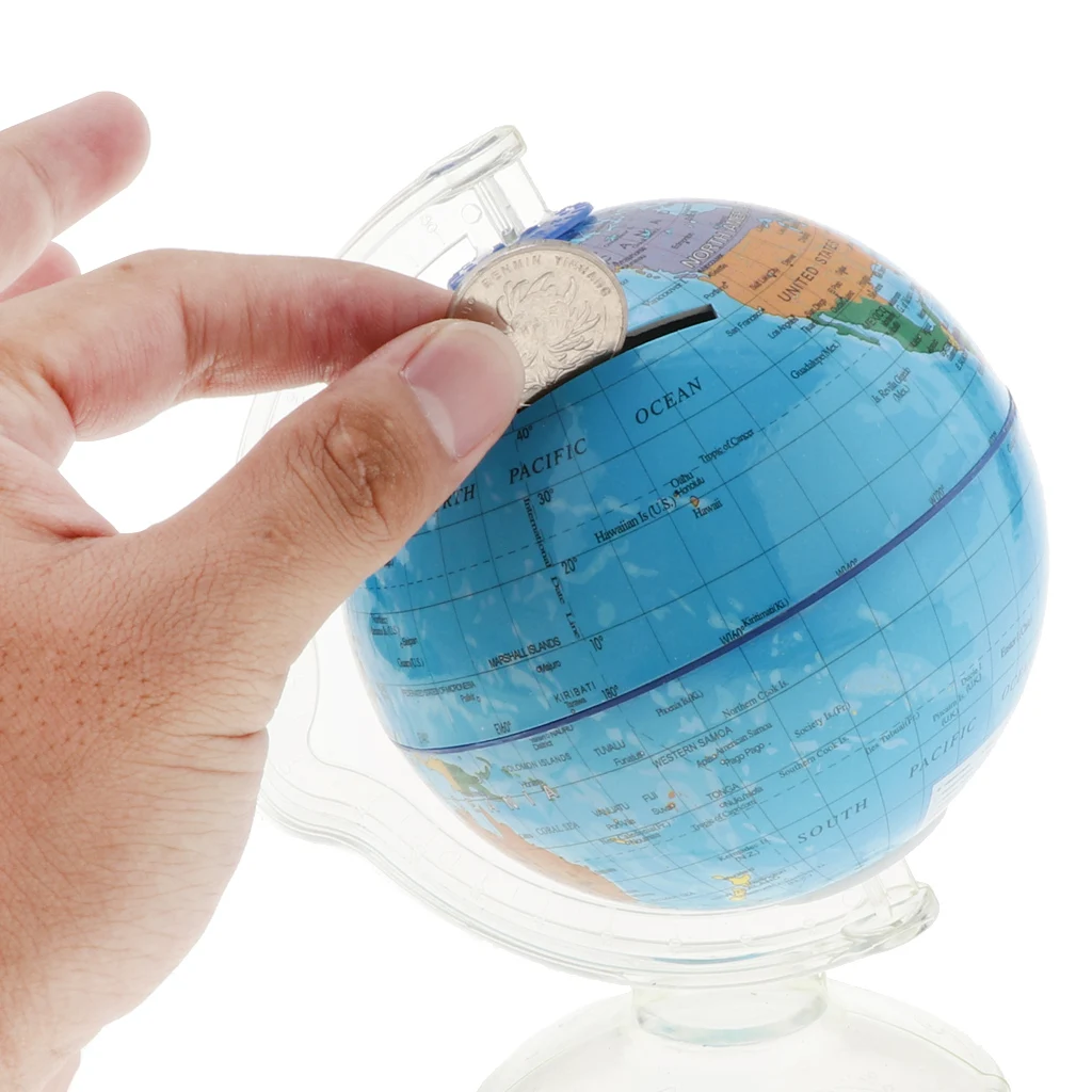 Поворотный Spining World Globe монета кассовый банк Копилка школьные образовательные комплекты для обучения декоративные шарики детские игрушки